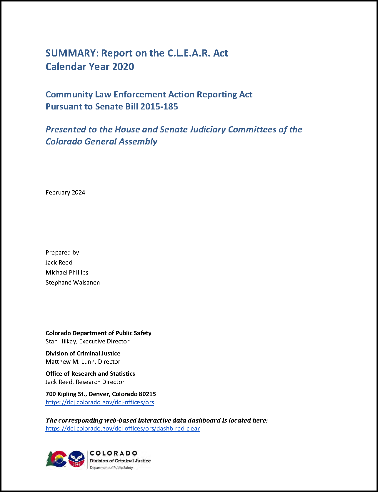 Link to Racial and Ethnic Disparity: Clear Act dashboard