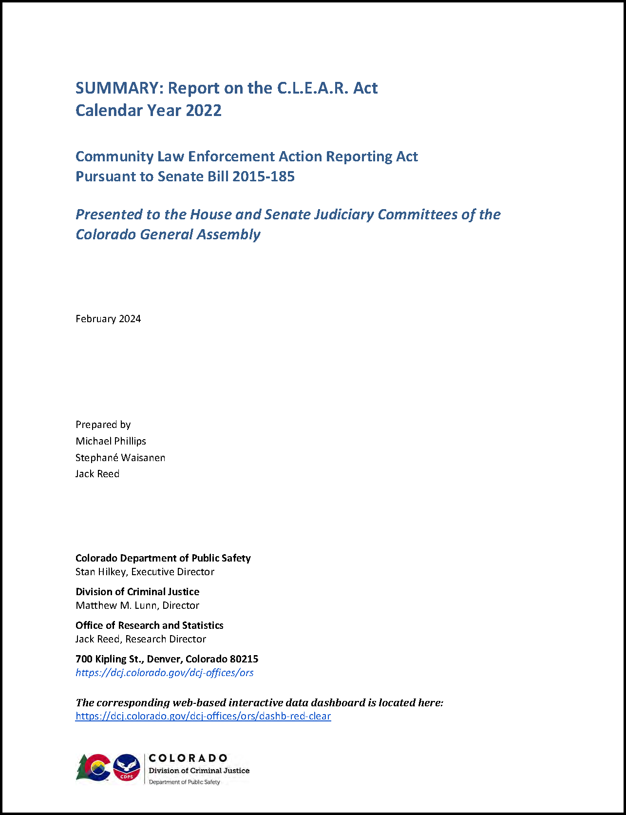 Link to Racial and Ethnic Disparity: Clear Act dashboard