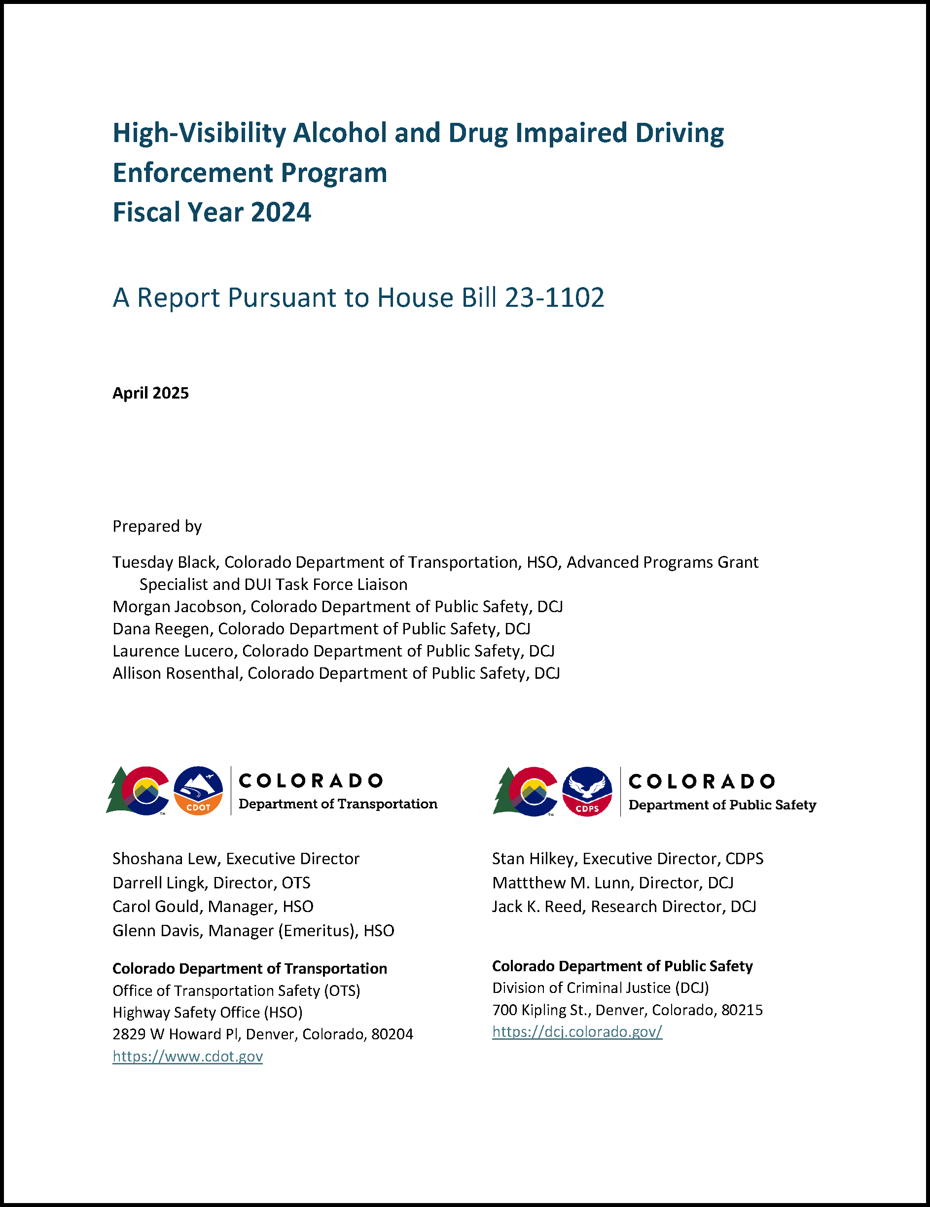 High-Visibility Alcohol and Drug Impaired Driving Enforcement Program, Fiscal Year 2024