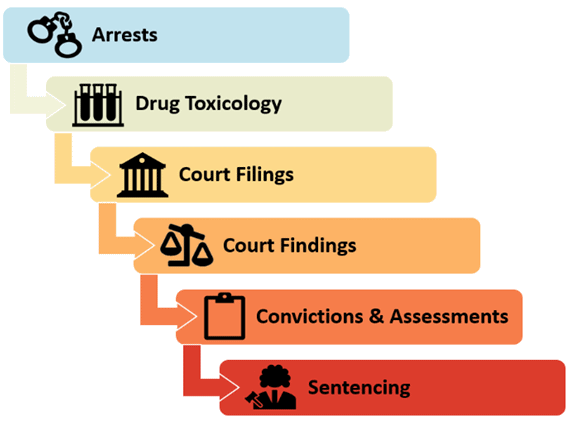 DUI Flowchart with corresponding dashboards links