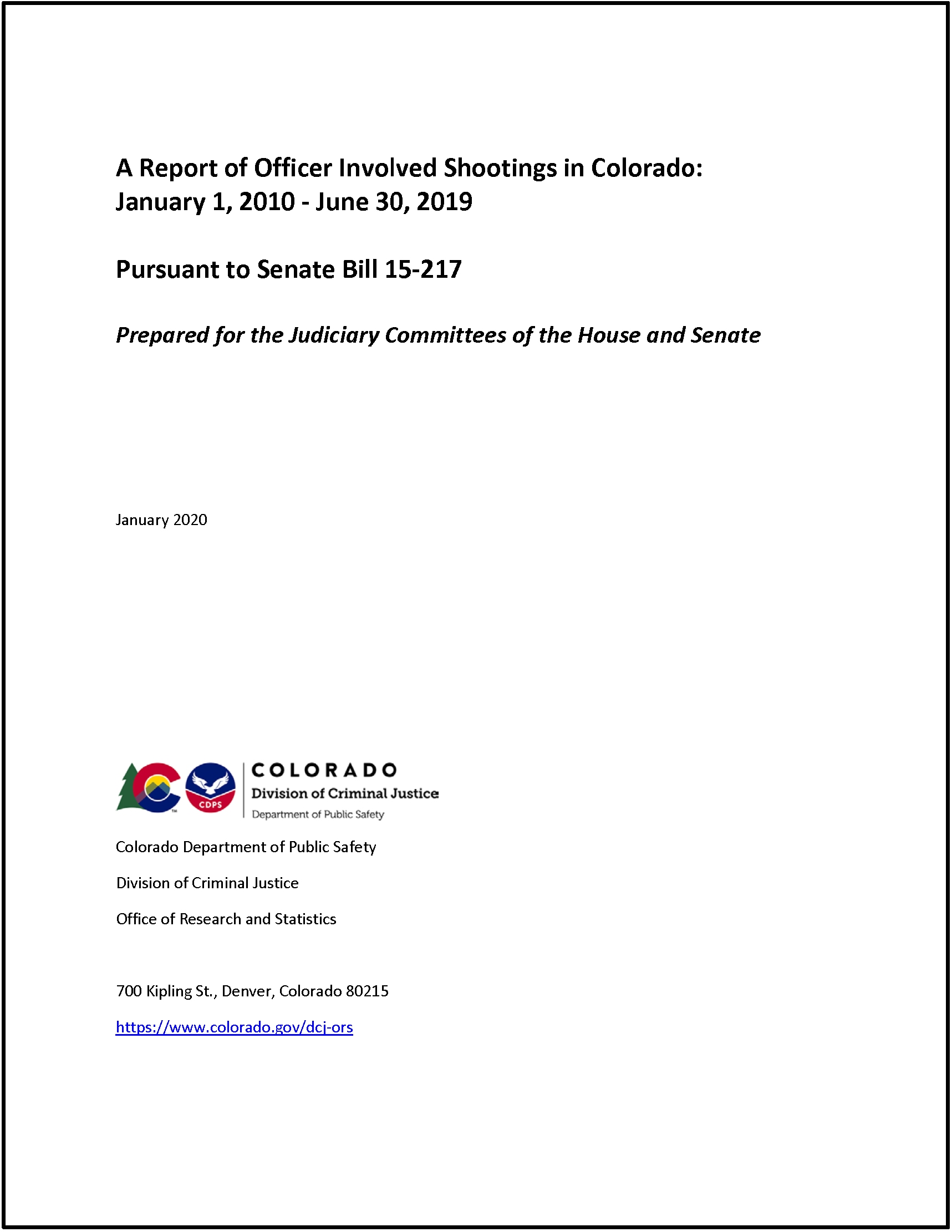 Officer-Involved Shootings in Colorado: 2010-2019